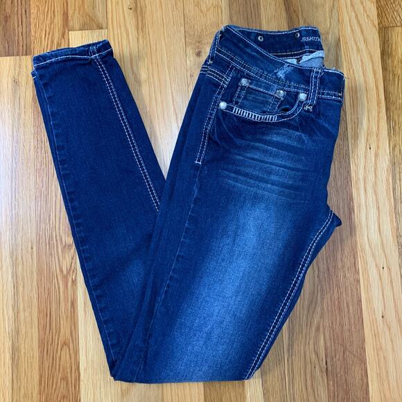 Premium Vanity Collection Denim - Premium Vanity Collection Women's Harlow Skinny Embellished Dark Blue Sz 27W/32L